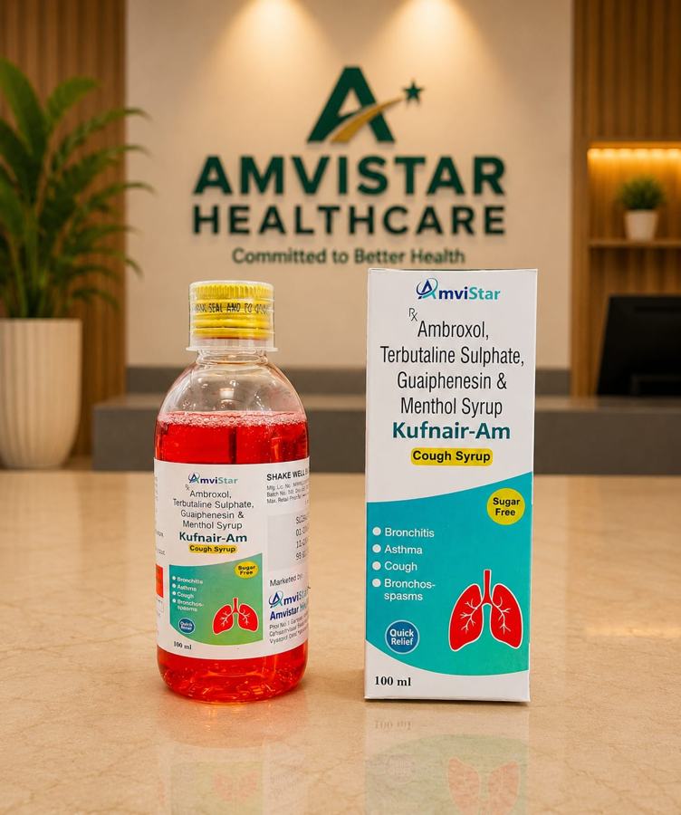 Kufnair-AM: Ambroxol, Terbutaline Sulphate, Guaiphenesin & Menthol Syrup