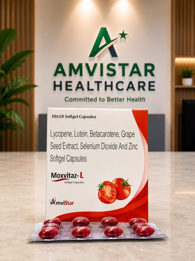 Moxvitaz-L: Lycopene, Lutein, Betacarotene, Grape Seed Extract, Selenium & Zinc Softgel